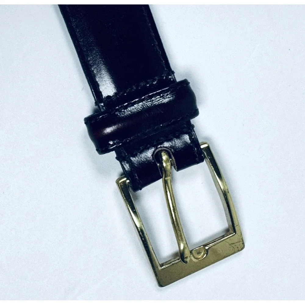 Dooney Bourke Belt Men 36 Brown Leather Wellington Calf Made in USA Brass Buckle
